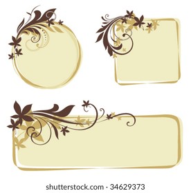 Floral frames with scrolls and leaves. All elements can be easily modified or removed.