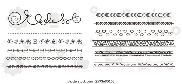 floral frames with silhouettes of branches, leaves and flowers. Hand drawn elegant delicate botanical borders and wreaths