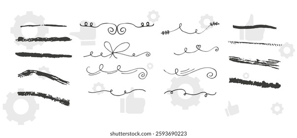 floral frames with silhouettes of branches, leaves and flowers. Hand drawn elegant delicate botanical borders and wreaths