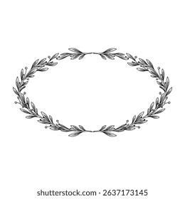 Floral frames with silhouettes of branches, leaves and flowers. Hand drawn elegant delicate botanical borders and wreaths. Vector isolated elements for wedding invitation, card, logo