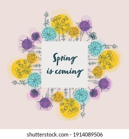 Floral frames. Trendy Vector illustration in hand drawn style. Template for invitation, greeting card, banner, social media poster or other