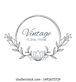 Floral frames. Floral wreath. Feminine logotype template