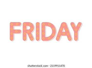 floral friday lettering over white