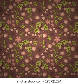 Floral, fruit and berry colorful simple seamless pattern for fabric