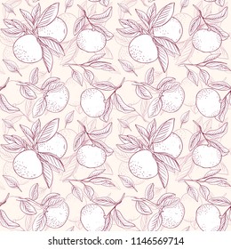Floral Fruit pattern. Pattern from mandarins and brunches. Beautiful pattern for textile, backgrounds etc.