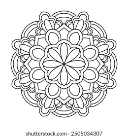 Floral Fusion mandala coloring book page. Easy Mandala Coloring Book Pages for Adults to Relax, Experiences Give Relief. Resizeable Vector File