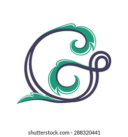 Floral G letter template. 