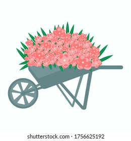 Floral garden background for gardenind design isolated vector illustration. Rural home. Romantic flower backdrop. Gardening season. Beautiful natural landscape. Countryside banner.