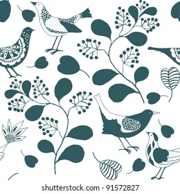 floral garden with birds