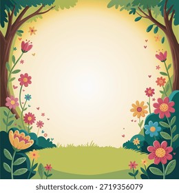 Fondo de marco de jardín floral con espacio vacío para texto