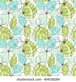 Floral garden pattern, summer tropical background