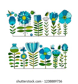 Floral garden, sketch for your design