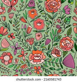 Jardín floral. Concepto de primavera Antecedentes. Patrón sin problemas para tu diseño.