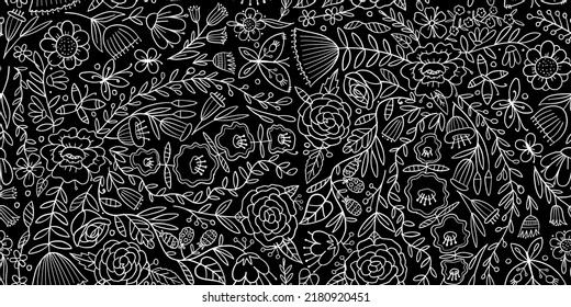 Floral Garden. Spring concept Background. Seamless pattern for your design.