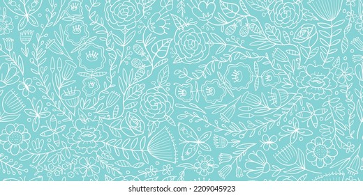 Floral Garden. Spring concept Background. Seamless pattern for your design. Vector illustration