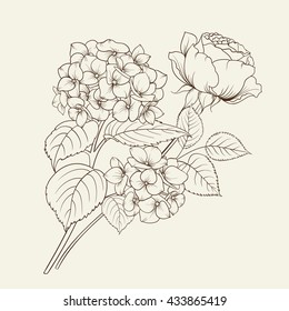 Floral garland of hydrangea