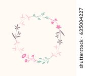 Floral garland vector illustration. Romantic nature elements in trendy pretty colors. Festive background for decorative design. Great for postcard, invitation, monograms, frames & any flowery design.