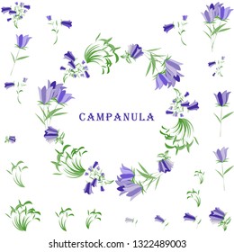 Floral garland, floral wreath. Campanula.