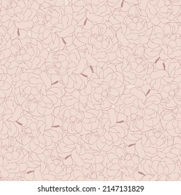 Floral gentle Seamless pattern with hand-drawn peonies flowers, vector.