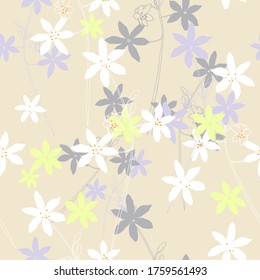 Floral gentle seamless vector pattern with flowers. Can be used for wellpaper, textile, fabric, bed linen, wrapping paper.
