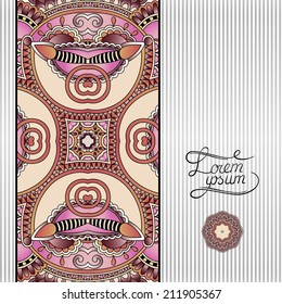 floral geometric background, vintage ornamental design template for card, book, postcard, ethnic style invitation and greeting card, beautiful retro brochure, geometric background in vintage style