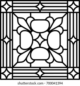 Floral geometric decor, tile / stained glass window design, vector