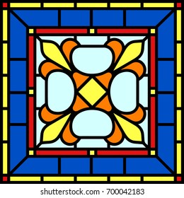 Floral geometric decor, tile / stained glass window design, vector
