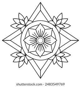  Floral Geometric Design with Combined Elements