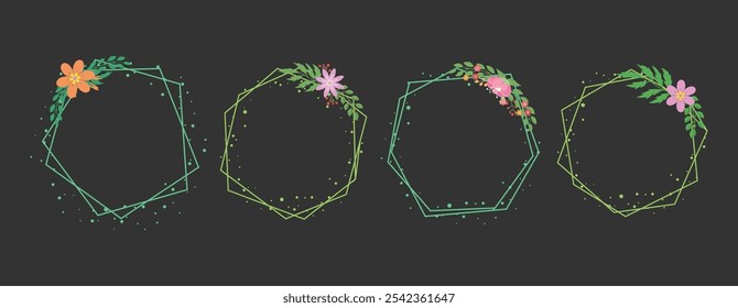  Floral Geometric Gold Frame Vector Collection for Elegant Invitations, Wedding Decor, Branding, and Artistic Design Projects EPS