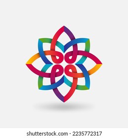 Floral geometric icon in rainbow colors