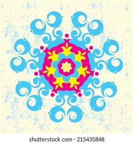 Floral & Geometric Illustration based on three colours: Cyan, Magenta, Yellow.