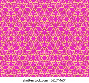 floral geometric lace ornament. Vector seamless pattern. Modern stylish design. Contemporary graphic. for design, wallpaper, invitation, fabric, textile, decor. pink, yellow color