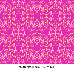 floral geometric lace ornament. Vector seamless pattern. Modern stylish design. Contemporary graphic. for design, wallpaper, invitation, fabric, textile, decor. pink, yellow color