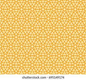 Floral Geometric Line seamless Pattern. Vector Illustration. Orange Color. For fabric print, textile, background