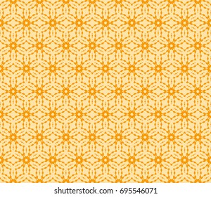 Floral Geometric Line seamless Pattern. Vector Illustration. Orange Color. For fabric print, textile, background