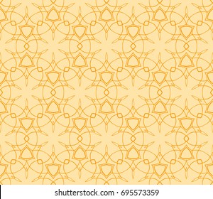 Floral Geometric Line seamless Pattern. Vector Illustration. Orange Color. For fabric print, textile, background