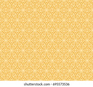 Floral Geometric Line seamless Pattern. Vector Illustration. Orange Color. For fabric print, textile, background
