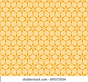 Floral Geometric Line seamless Pattern. Vector Illustration. Orange Color. For fabric print, textile, background