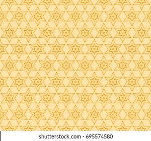 Floral Geometric Line seamless Pattern. Vector Illustration. Orange Color. For fabric print, textile, background