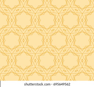 Floral Geometric Line seamless Pattern. Vector Illustration. Orange Color. For fabric print, textile, background