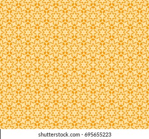 Floral Geometric Line seamless Pattern. Vector Illustration. Orange Color. For fabric print, textile, background