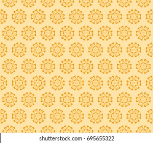 Floral Geometric Line seamless Pattern. Vector Illustration. Orange Color. For fabric print, textile, background