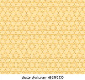 Floral Geometric Line seamless Pattern. Vector Illustration. Orange Color. For fabric print, textile, background