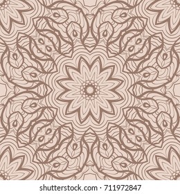 Floral Geometric Line seamless Pattern. Illustration. beige Color. For fabric print, textile, background