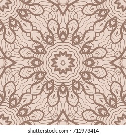 Floral Geometric Line seamless Pattern. Illustration. beige Color. For fabric print, textile, background