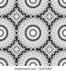 Floral Geometric Line seamless Pattern. Illustration. For fabric print, textile, background