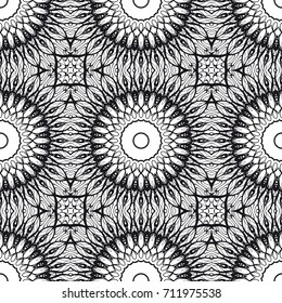 Floral Geometric Line seamless Pattern. Illustration. For fabric print, textile, background