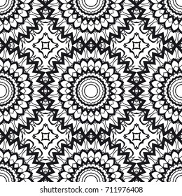 Floral Geometric Line seamless Pattern. Illustration. For fabric print, textile, background