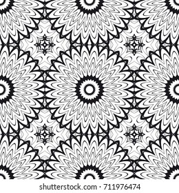 Floral Geometric Line seamless Pattern. Illustration. For fabric print, textile, background