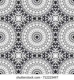 Floral Geometric Line seamless Pattern. Illustration. For fabric print, textile, background